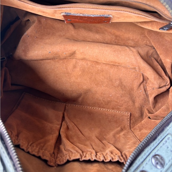 Patricia Nash Fiora Mint Green White Wax Leather Tooled Dome Satchel/Crossbody - Picture 9 of 9